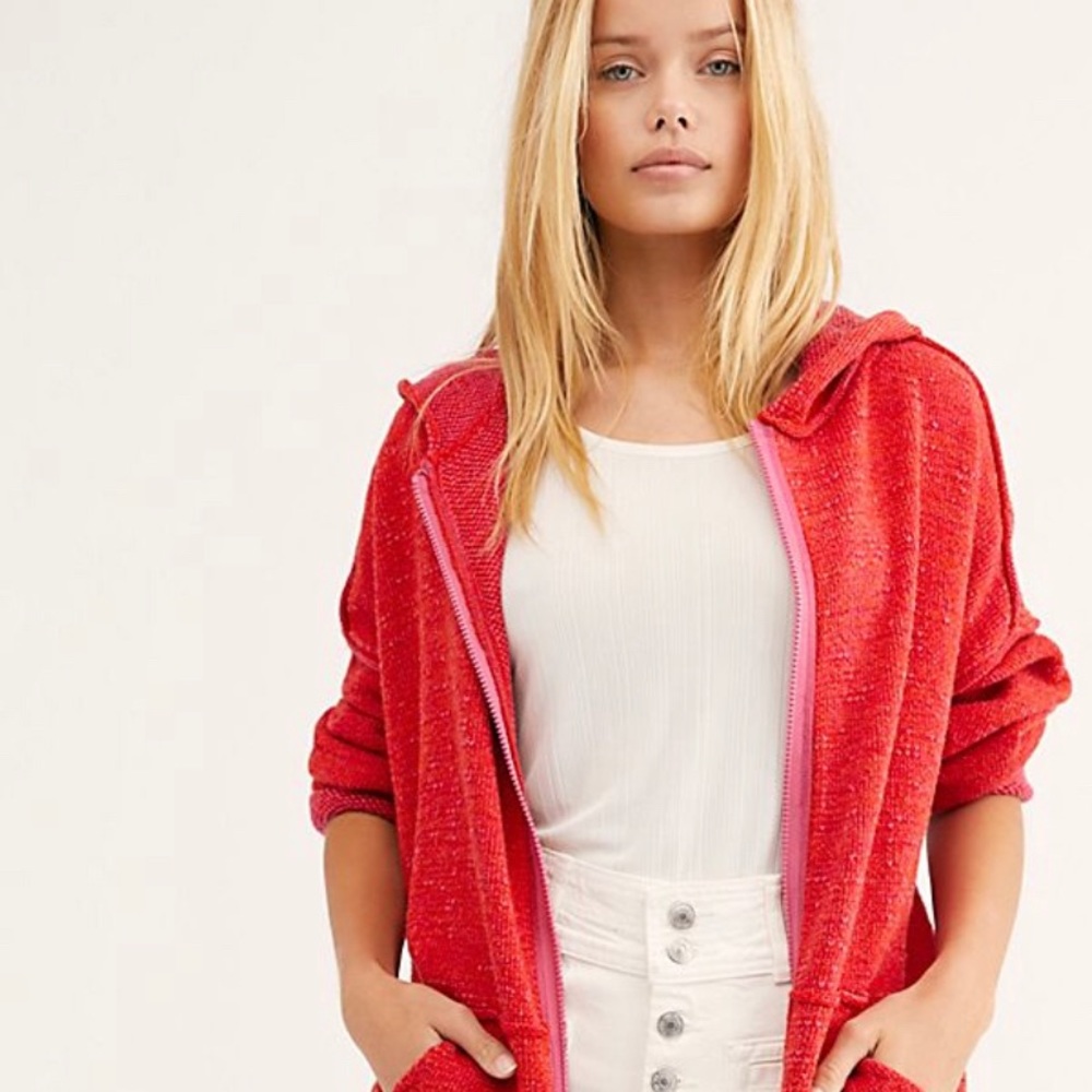 NWOT FREE PEOPLE IN BLOOM ZIP-UP HOODED SWEATER